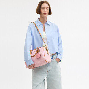 Coach Outlet Rowan Large Satchel Bag In Signature Canvas With Charms